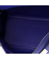 Pre-Owned HERMES Kelly 35 Handbag Blue Togo with Gold Hardware