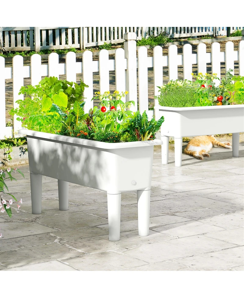 Gymax 2 Pcs Raised Garden Beds with Detachable Legs and Drainage Hole for Vegetables
