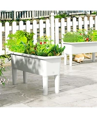 Gymax 2 Pcs Raised Garden Beds with Detachable Legs and Drainage Hole for Vegetables