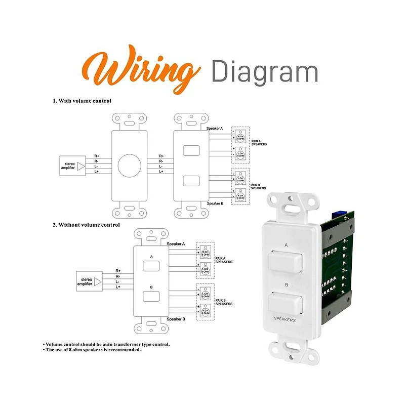Pyle In Wall Speaker Selector Switch