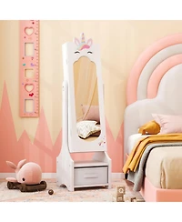 Gouun Princess Vanity Table and Stool Set with Jewelry Cabinet and Mirror Drawer