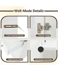 Gouun 41.5 in Makeup Dressing Table with Power Outlets and Led Lighted Mirror