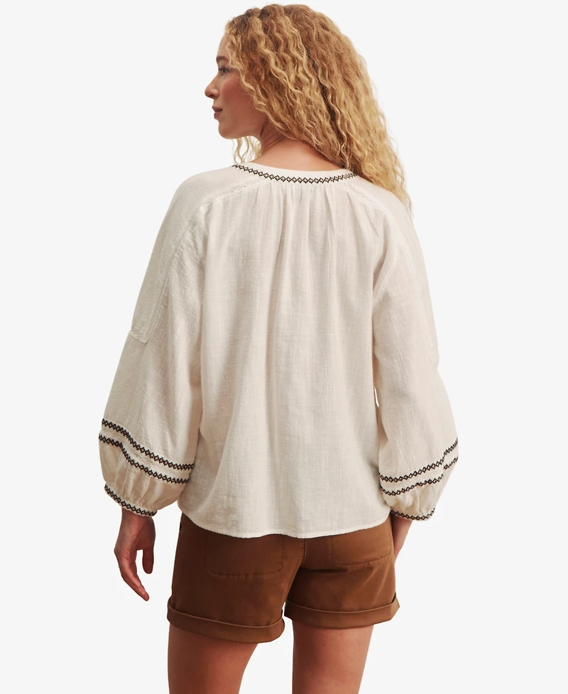 Sanctuary Women's Embroidered Long-Sleeve Blouse