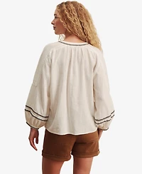 Sanctuary Women's Embroidered Long-Sleeve Blouse