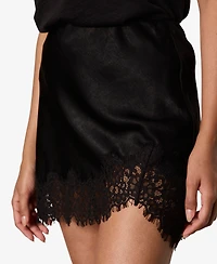 Sanctuary Women's Everyday Satin Lace Pull-On Mini Skirt