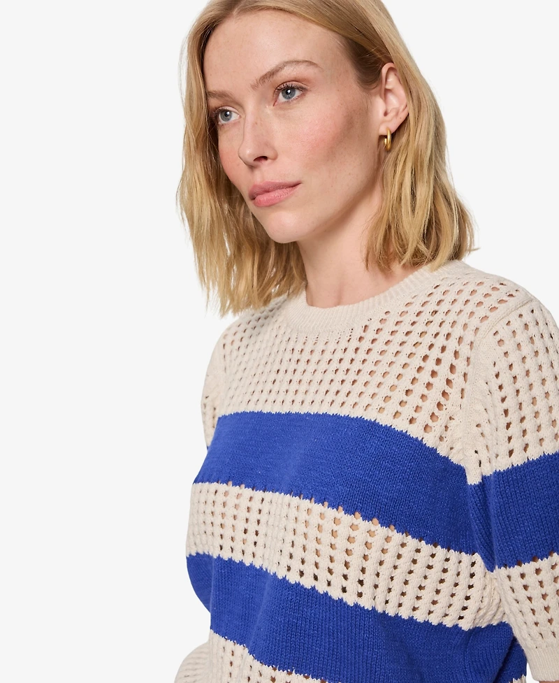 Sanctuary Women's Beachside Openwork Crewneck Cotton Top