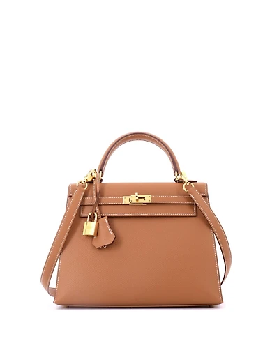 Pre-Owned HERMES Kelly 25 Handbag Brown Epsom with Gold Hardware