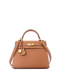 Pre-Owned HERMES Kelly 25 Handbag Brown Epsom with Gold Hardware