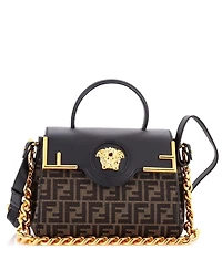 Pre-Owned Versace Medium x Fendi Fendace La Medusa Top Handle Bag Zucca Canvas and Leather