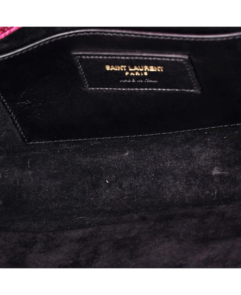 Pre-Owned Saint Laurent Long Classic Monogram Clutch Metallic Calfskin