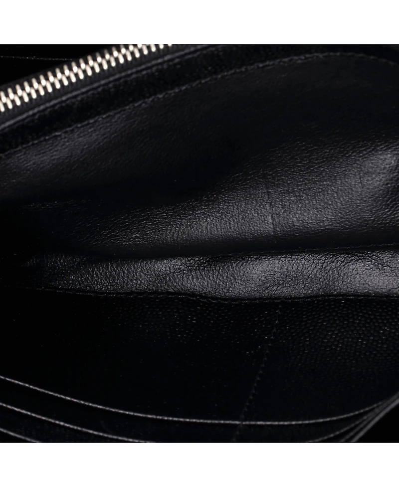 Pre-Owned Saint Laurent Large Classic Monogram Flap Wallet Matelasse Chevron Leather