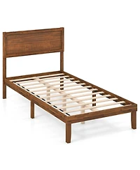 Gouun Rubberwood Bed Frame with Headboard