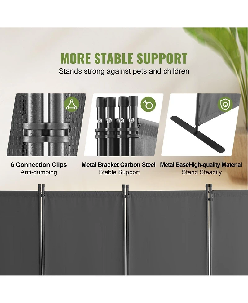 Gouun 4-Panel Freestanding Fabric Room Divider with Metal Frame