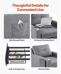 Gouun Convertible Sleeper Sofa Bed with 5 Adjustable Angles, Side Pockets, and Pull-Out Design