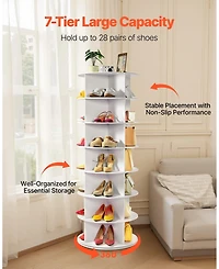 Gouun 7-Tier 360-Degree Rotating Shoe Rack Tower, 28-Pair Capacity