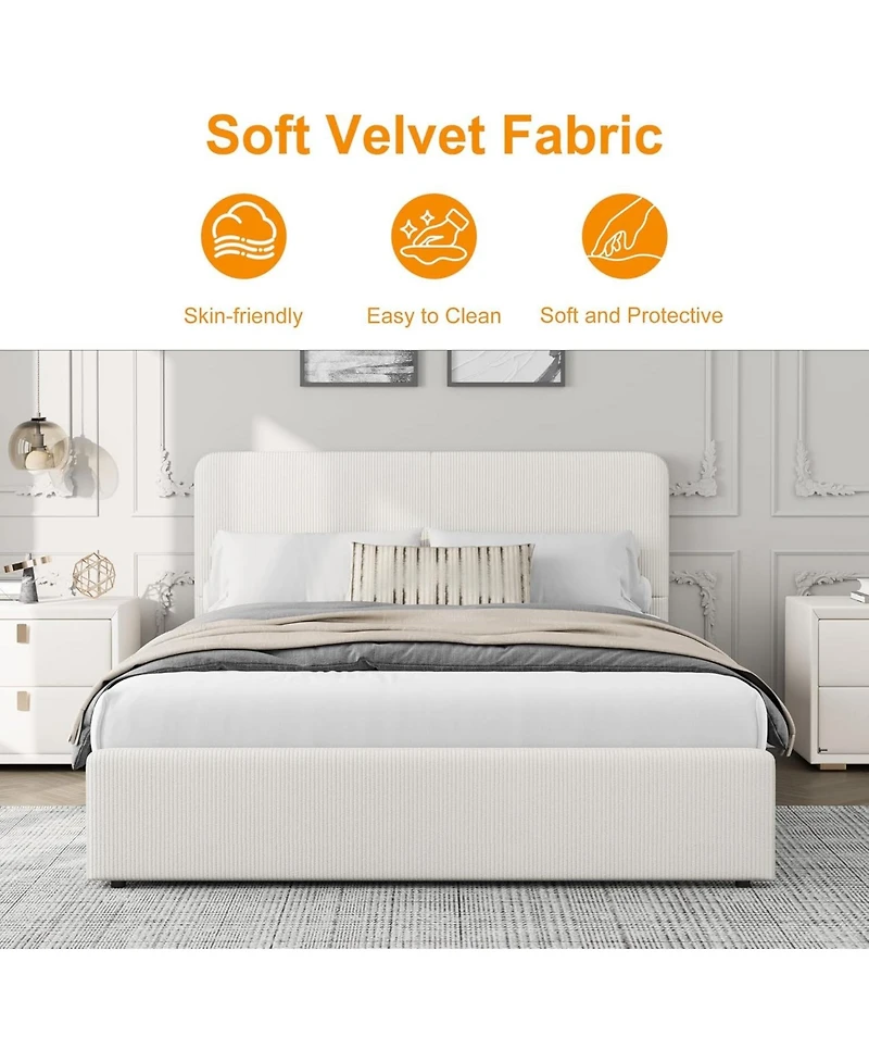 gaomon Full Size Double Drawer Soft Bag Bed, Upholstered Bed with Spacious Storage, Soft and Comfortable Mattress, No Box Spring Needed
