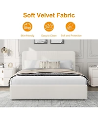 gaomon Full Size Double Drawer Soft Bag Bed, Upholstered Bed with Spacious Storage, Soft and Comfortable Mattress, No Box Spring Needed