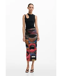 Desigual Women's Printed Skirt With Lips