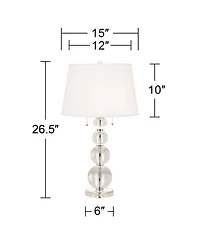 Vienna Full Spectrum Modern Table Lamps 26.5" High Set of 2 Stacked Crystal Spheres Glass Drum Shade for Living Room Family Bedroom