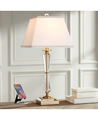 Stiffel Heath 31 5/8" Tall Large Traditional End Table Lamp Usb Port Luxe Crystal Single Living Room Charging
