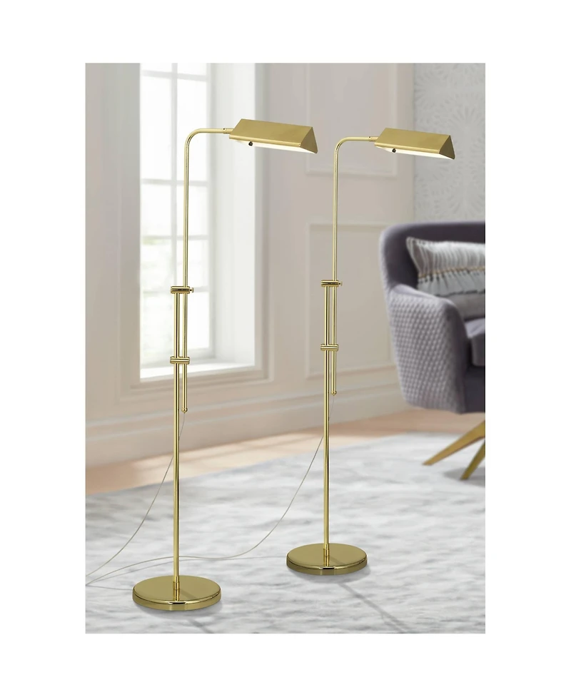 Regency Hill Tony Traditional 54" Tall Standing Floor Lamps Set of 2 Lights Pharmacy Adjustable Brass Finish for Living Room