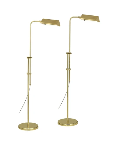 Regency Hill Tony Traditional 54" Tall Standing Floor Lamps Set of 2 Lights Pharmacy Adjustable Brass Finish for Living Room