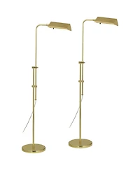 Regency Hill Tony Traditional 54" Tall Standing Floor Lamps Set of 2 Lights Pharmacy Adjustable Brass Finish for Living Room