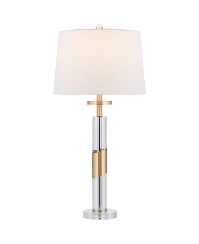 Vienna Full Spectrum Alfred 30 1/2"H Soft Brass and Crystal Column Table Lamp with Dimmer