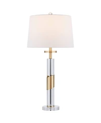 Vienna Full Spectrum Alfred 30 1/2"H Soft Brass and Crystal Column Table Lamp with Dimmer