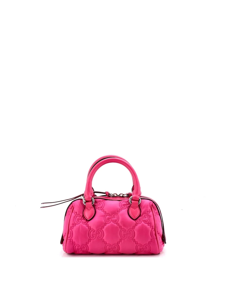 Pre-Owned Gucci Mini Ophidia Convertible Boston Top Handle Bag Gg Matelasse Nylon with Leather