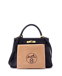 Pre-Owned HERMES Kelly 28 Handbag Black Clemence with Gold Hardware