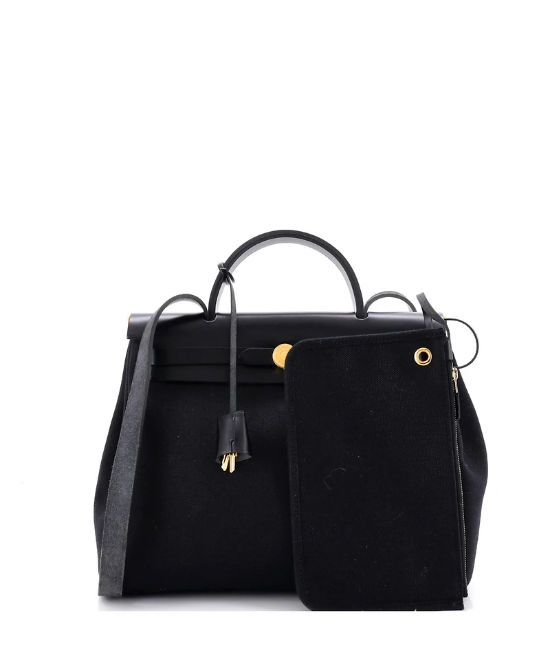 Pre-Owned HERMES Herbag Zip Leather and Toile
