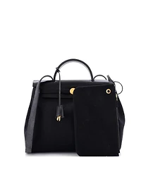 Pre-Owned HERMES Herbag Zip Leather and Toile
