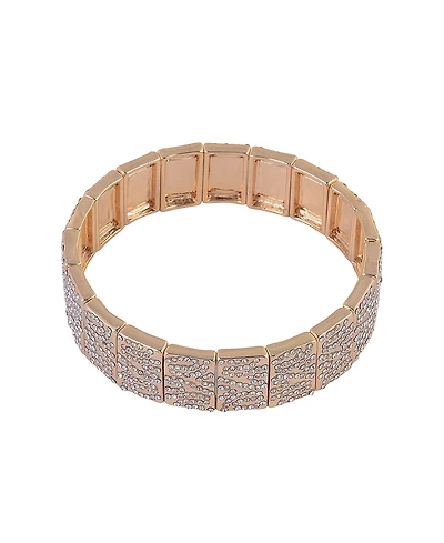 Laundry by Shelli Segal Tone Tile Stretch Bracelet with Pave Crystal Stone Accents