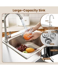 Sugift 56 in Outdoor Grill Table with Sink and Stainless Steel Top