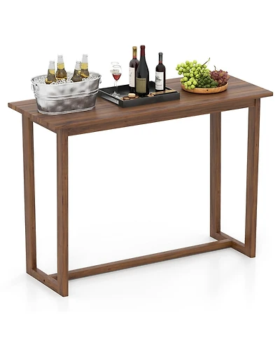 Sugift 59 in Outdoor Bar Table with Slatted Tabletop