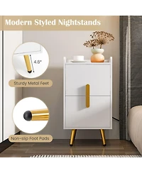 Gouun Nightstand with 2 Drawers and Usb Charging Ports