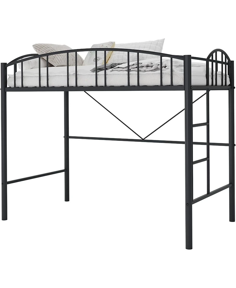 gaomon Loft Bed-Heavy Duty Metal Frame-Arched Guardrail Safety Ladder-Space Saving Compact Bed Frame