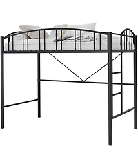 gaomon Loft Bed-Heavy Duty Metal Frame-Arched Guardrail Safety Ladder-Space Saving Compact Bed Frame