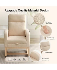 gaomon Wingback Rocking Accent Chair with Side Pockets and Wood Legs