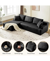 gaomon 106" Modular Sectional Sofa, L-Shaped Corduroy Couch with Chaise, No Assembly