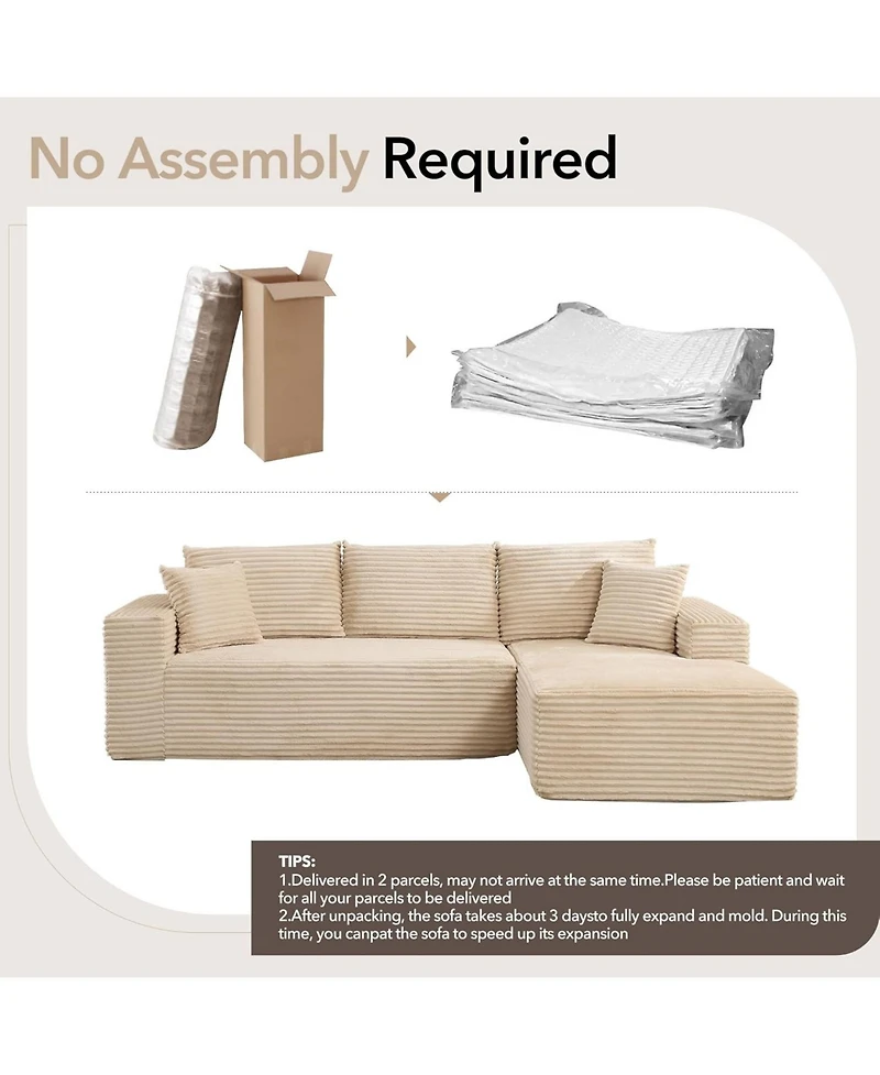 gaomon 108" Cloud Sectional Sofa, L-Shaped Couch with Deep Seat