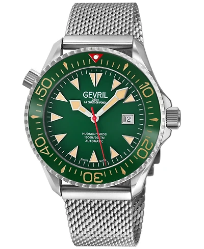 Gevril Men's Hudson Yards Swiss Automatic Silver Mesh Band Watch