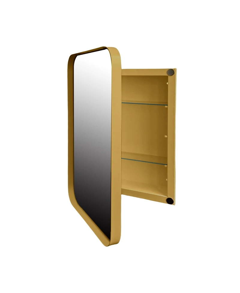 Busdays 16x24 Inch Recessed Metal Framed Cabinet with Mirror and Adjustable Shelves Wall Mirror with Storage for Bathroom.