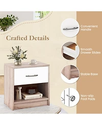 Gouun Compact Bedside Table with Drawer and Open Storage Shelf