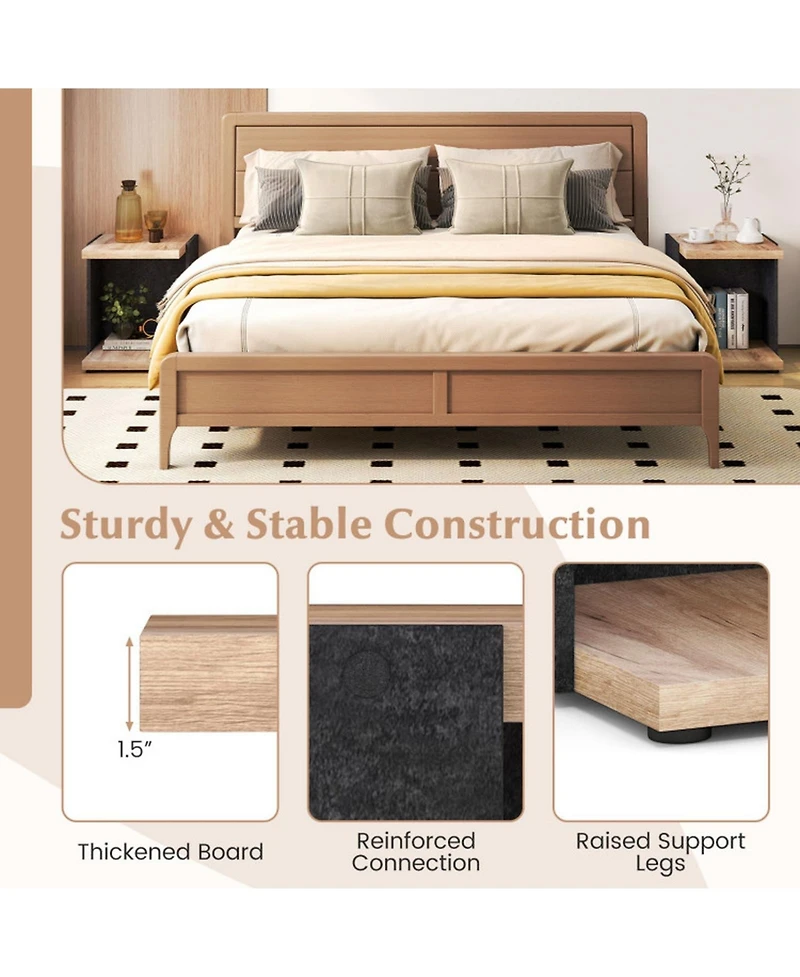 Gouun 16.5 in Mid-Century 2-Tier End Table with Open Storage Shelf, Oak