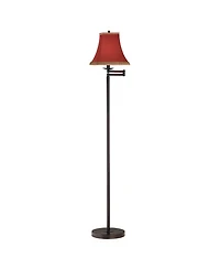 360 Lighting Swing Arm Floor Lamp 60.5" Tall Bronze Rust Fabric Shade with Gold Trim for Living Room Reading Bedroom Office