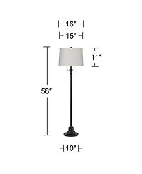 360 Lighting Dyna Traditional 58" Tall 2-Light Standing Floor Lamp Skinny Pole Pull Chain Finish Linen