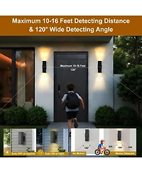 Busdays 2-Pack Dusk to Dawn Outdoor Wall Sconce, Square Sensor Light for Porch Patio Garage