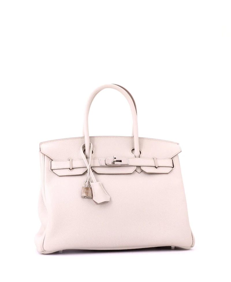 Pre-Owned HERMES Birkin 30 Handbag Light Togo with Palladium Hardware